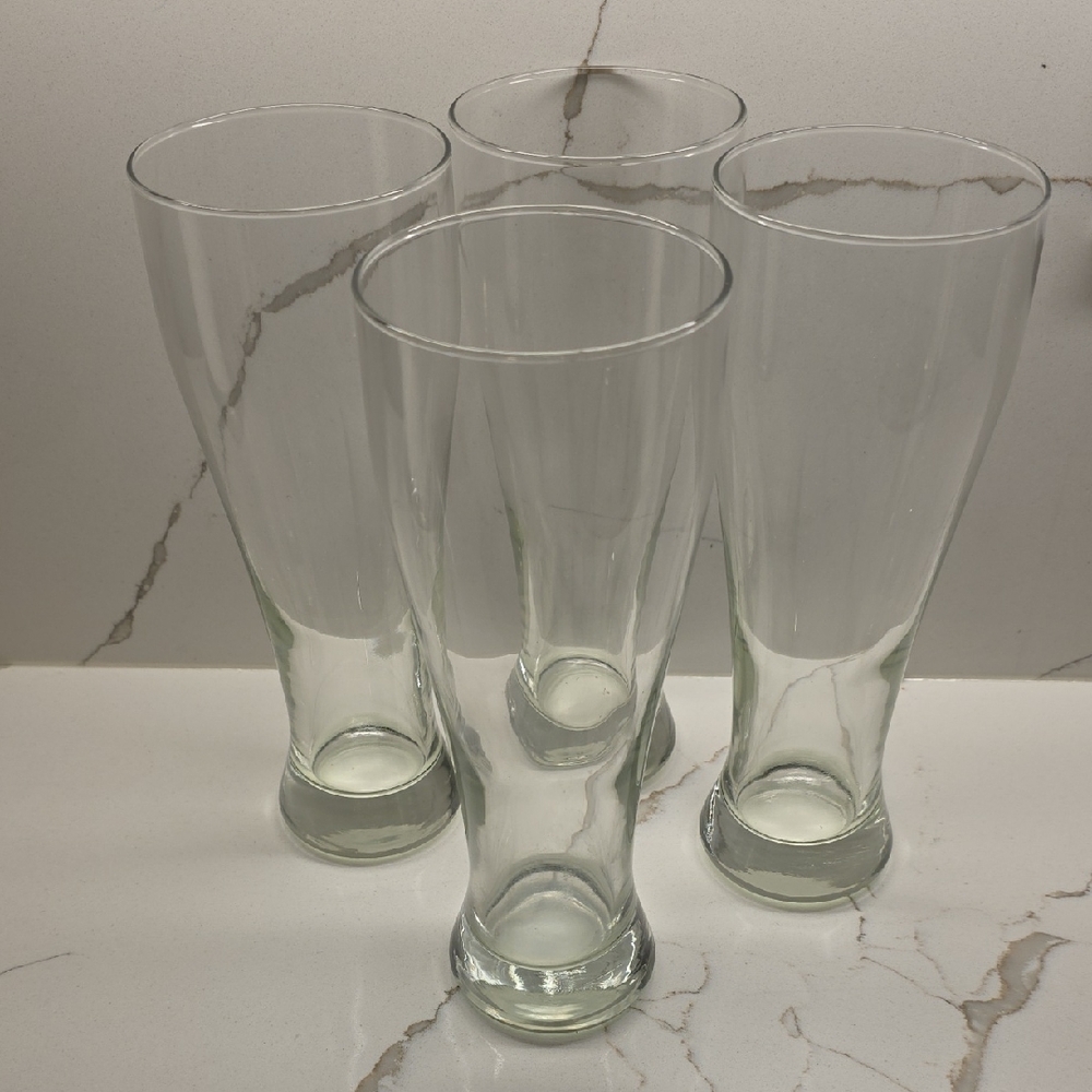 Tall Beer Glasses  - Clear Glass Beer Tumblers Set Of 4